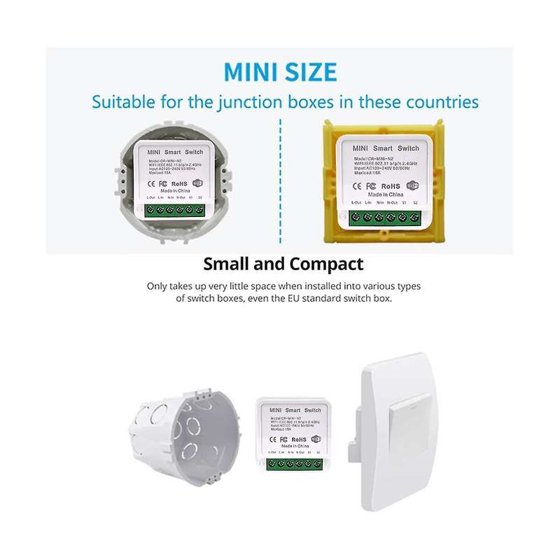WiFi Smart Switch Tuya Smart Life App 16A 100-240V with for Alexa and for Google Home Voice Control