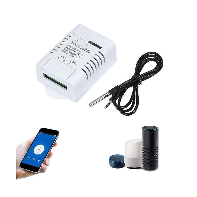 WiFi Smart Temperature Switch+RF Remote 16A 3000W Temperature Monitor Switch Module for Google Home