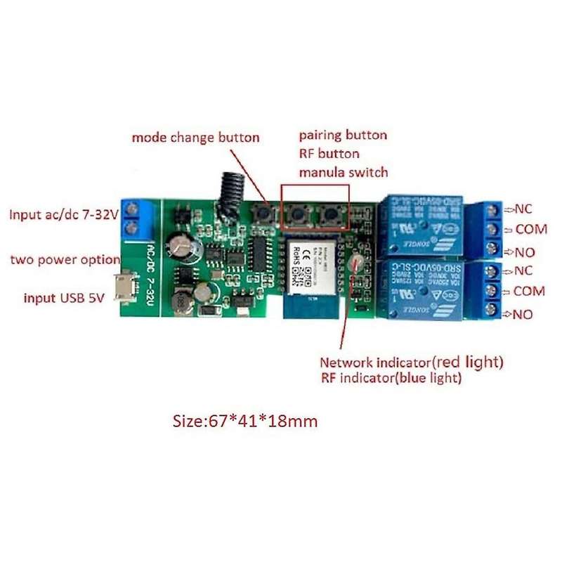 WiFi Wireless Smart Switch Relay Module for DIY Smart Home, Automate Your Garage Door, Work with for