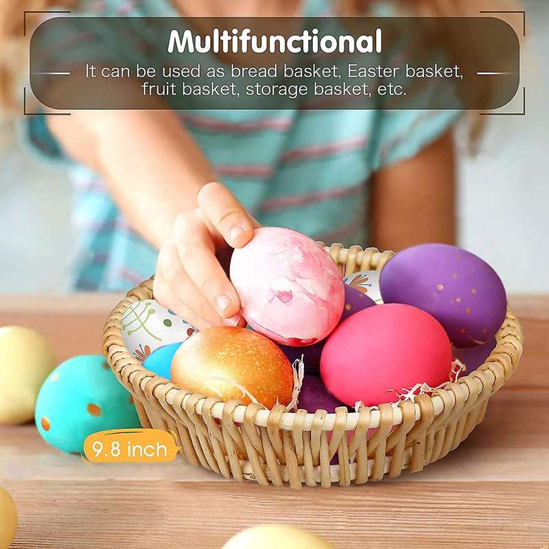 Willow Bread Basket Wicker Storage Basket Round Wicker Fruit Basket Wicker Woven Food Basket Round W