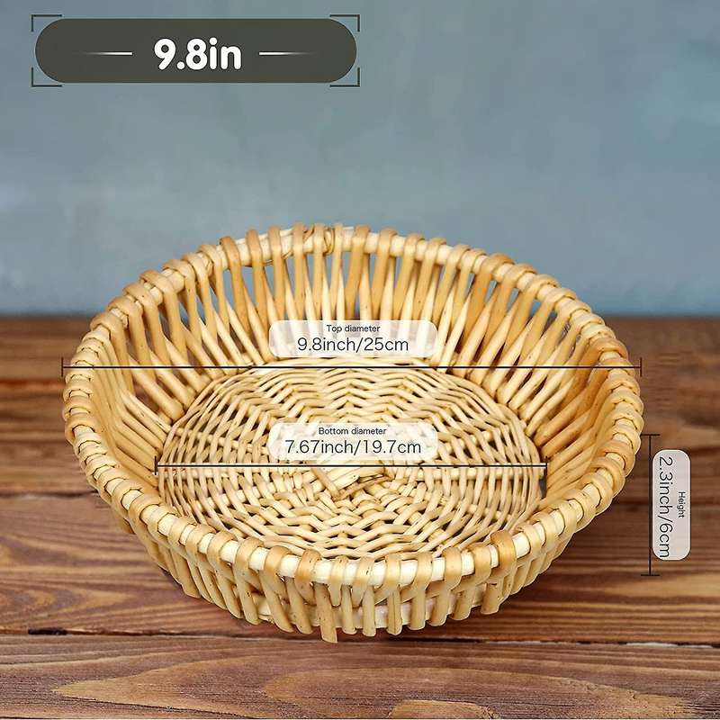 Willow Bread Basket Wicker Storage Basket Round Wicker Fruit Basket Wicker Woven Food Basket Round W