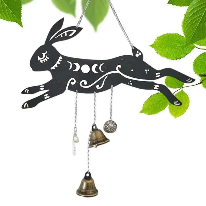 Wind Chime Pendant Rabbit Vintage Wind Bell Decor Running Rabbit Shape Decoration Accessory for Door