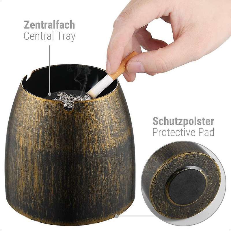 Wind Ashtray with Stainless Steel, Ashtray Wind and Rainproof, with Non- Base, Table Ashtray