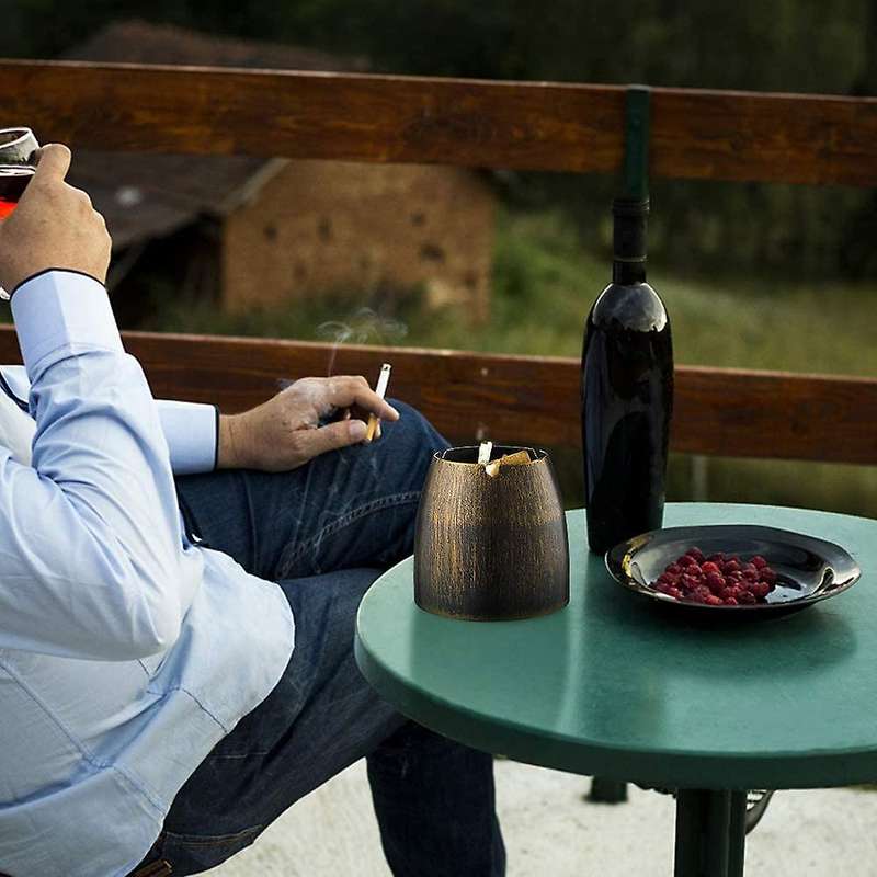 Wind Ashtray with Stainless Steel, Ashtray Wind and Rainproof, with Non- Base, Table Ashtray