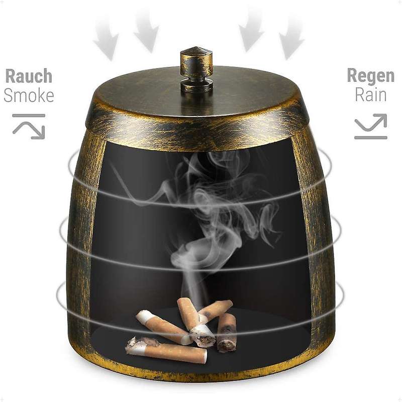 Wind Ashtray with Stainless Steel, Ashtray Wind and Rainproof, with Non- Base, Table Ashtray