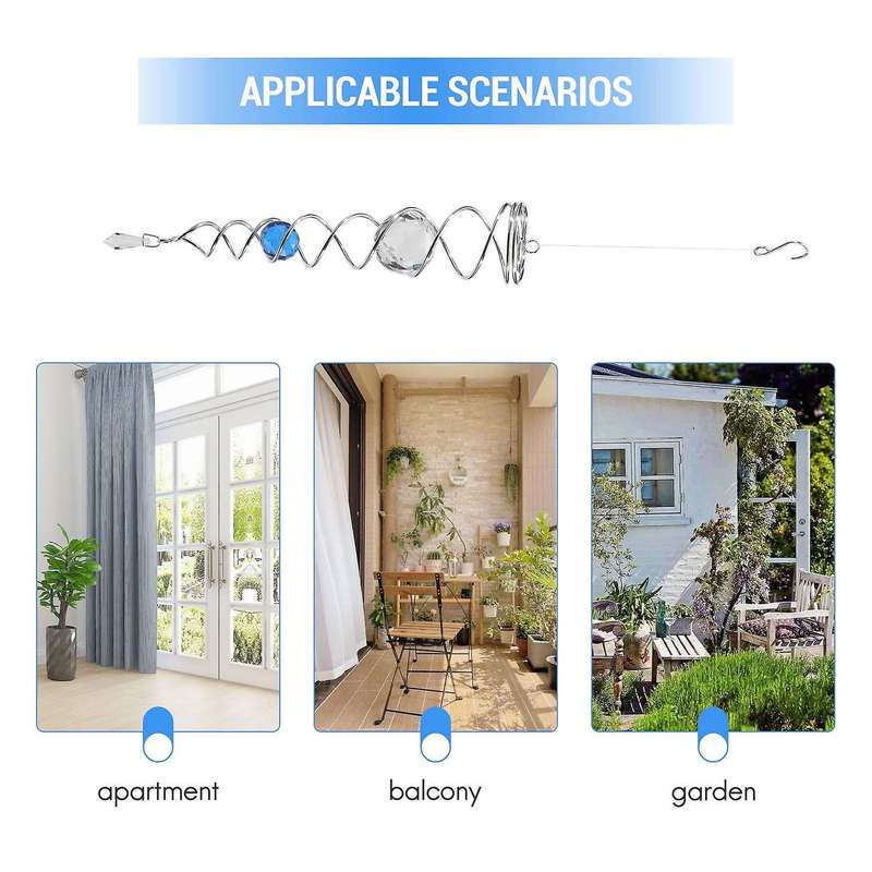Wind Chime Windmill Crystal Metal Wire Crystal Ball Wind Spinner Bell Spiral Tail for Outdoor Garden