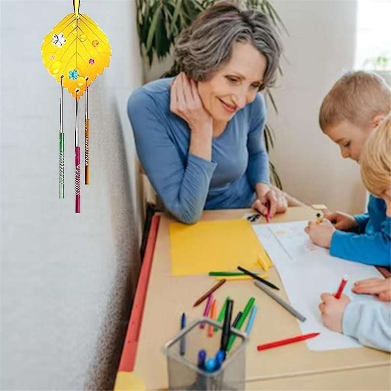 Wind Chime Toy Craft Set Children's Maple Leaf Style Toy DIY Wind Chime Toy Craft Autumn Decoration