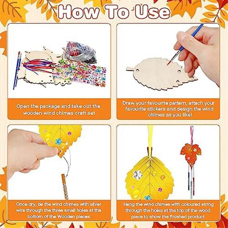 Wind Chime Toy Craft Set Children's Maple Leaf Style Toy DIY Wind Chime Toy Craft Autumn Decoration