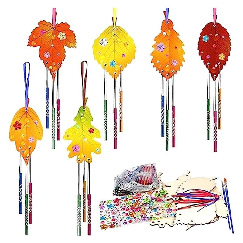 Wind Chime Toy Craft Set Children's Maple Leaf Style Toy DIY Wind Chime Toy Craft Autumn Decoration