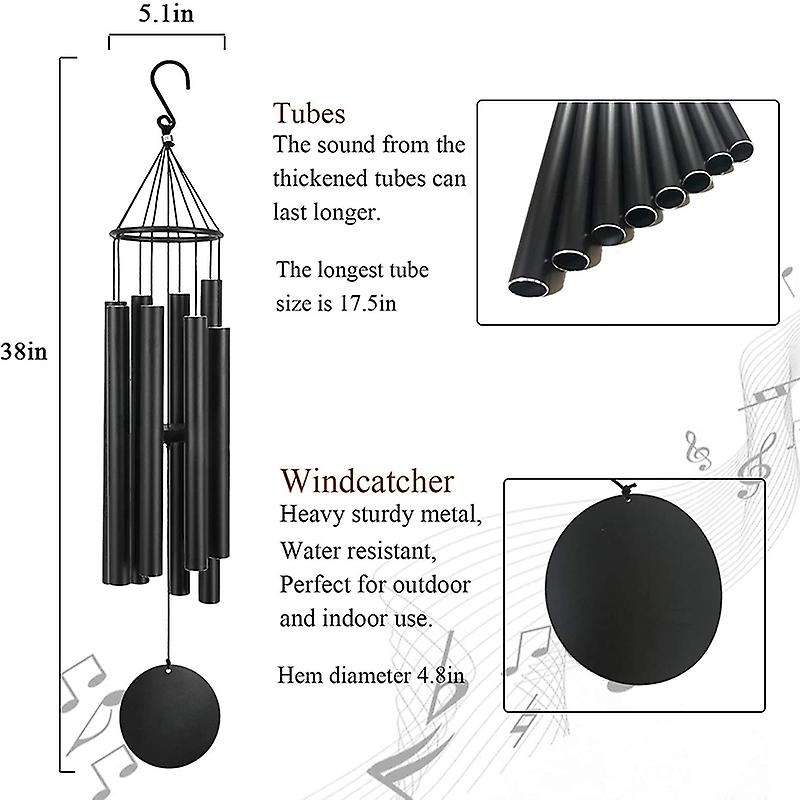 Wind Chimes Outdoors Large Deep Tone, Memorial Wind Chimes for Outside & 8 Tuned Tubes, Sympathy Win