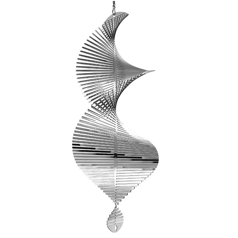 Wind Spinners 3D Hanging Wind Spinner Stainless Steel Metal Sculptures Decorations, Heliciform Wind