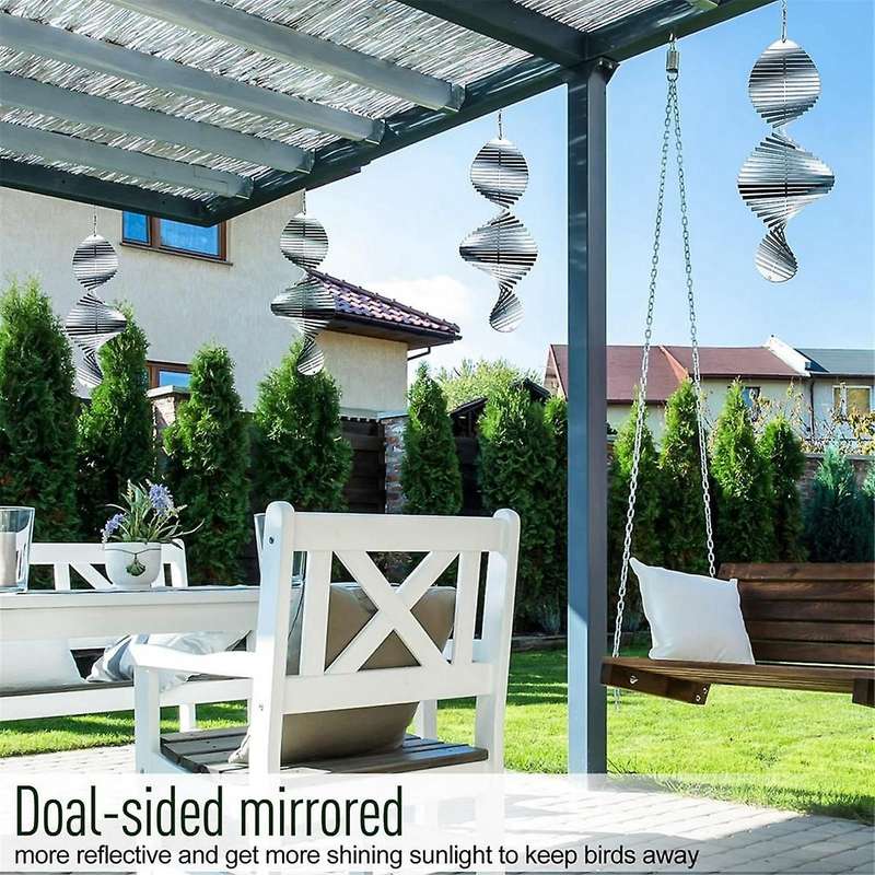 Wind Spinners 3D Hanging Wind Spinner Stainless Steel Metal Sculptures Decorations, Heliciform Wind