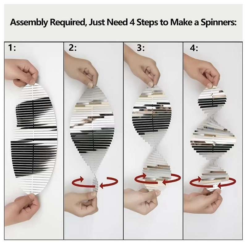 Wind Spinners 3D Hanging Wind Spinner Stainless Steel Metal Sculptures Decorations, Heliciform Wind