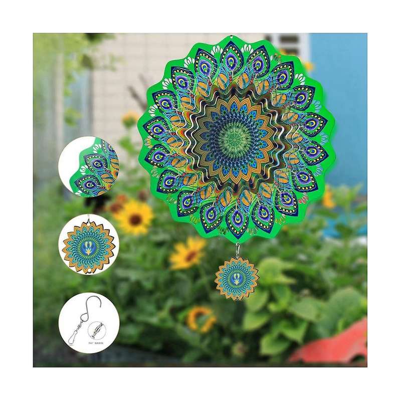 Wind Spinner Metal Rotating Outdoor Garden Hanging Decor Kinetic Sculpture Wind Chimes Yard Decorati