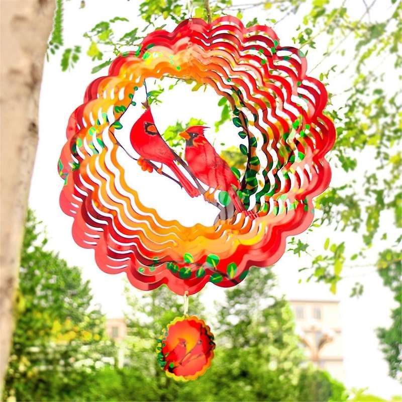 Wind Spinner Metal 3D Rotating Windchimes Luxury Art Garden Hanging Outdoor Decoration