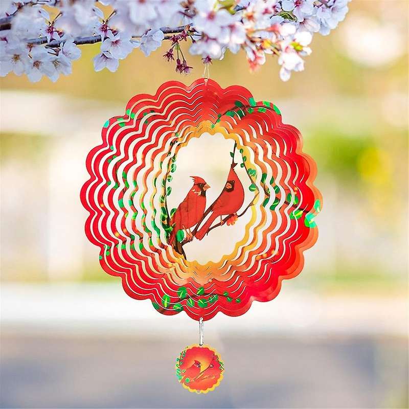 Wind Spinner Metal 3D Rotating Windchimes Luxury Art Garden Hanging Outdoor Decoration