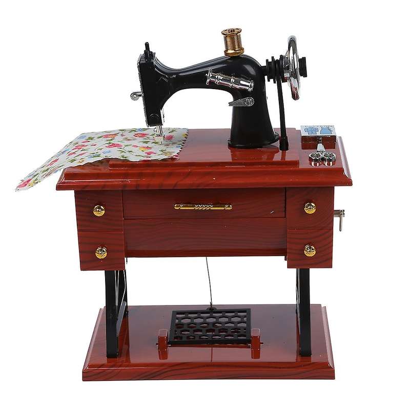 Wind Up Vintage Mini Sewing Machine Style Mechanical Music Box