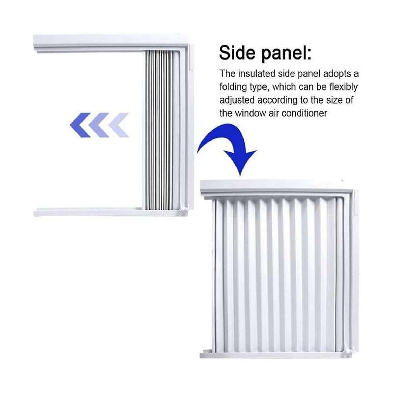 Window Air Conditioner Side Panels with Frame, Room Ac Accordion Filler Curtain Kit Replacement Adju