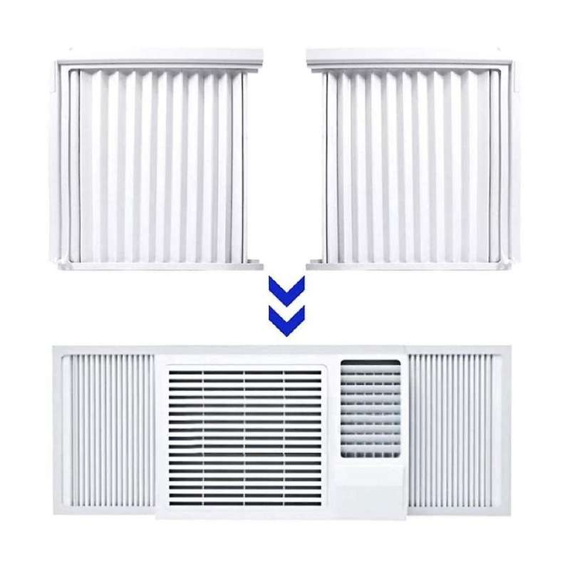 Window Air Conditioner Side Panels with Frame, Room Ac Accordion Filler Curtain Kit Replacement Adju