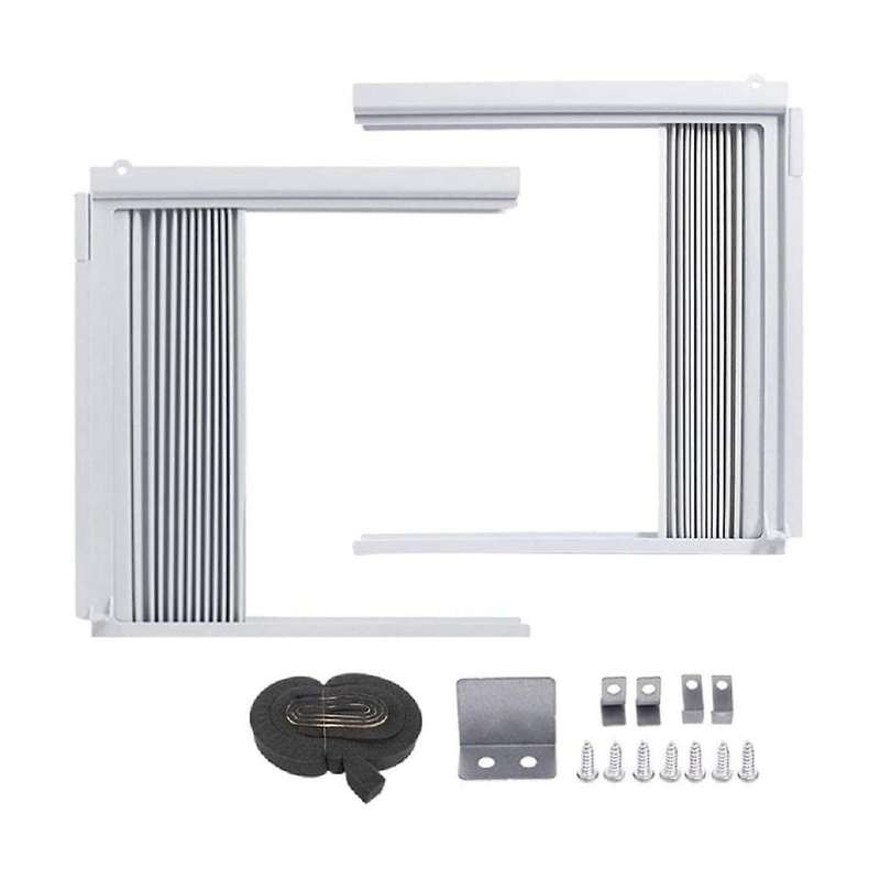 Window Air Conditioner Side Panels with Frame, Room Ac Accordion Filler Curtain Kit Replacement Adju
