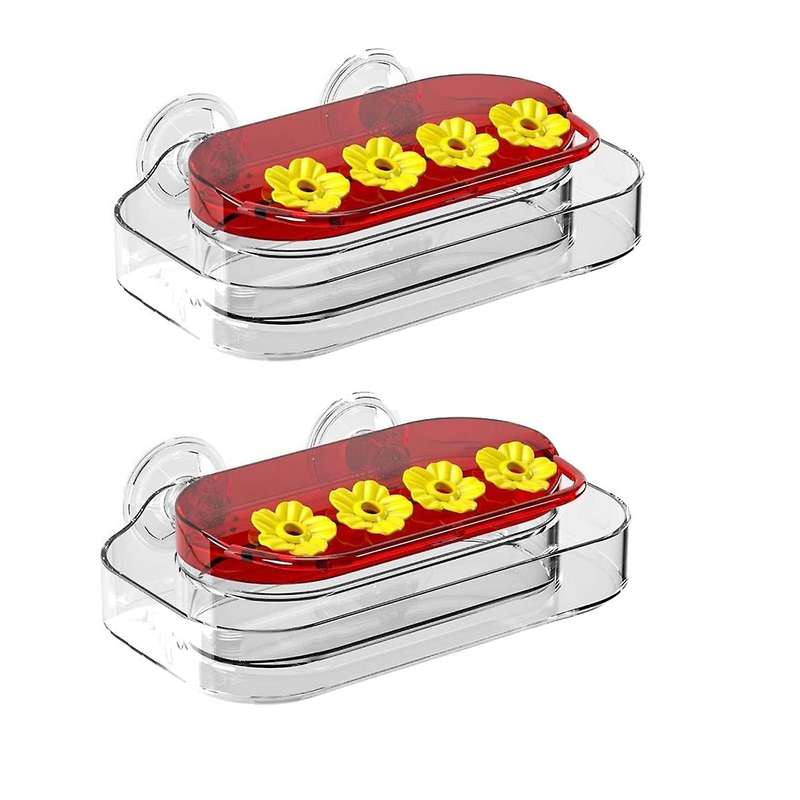 Window Bird Feeders, Strong Suction Cups , Humming with 4 Feeding Ports, 2pack