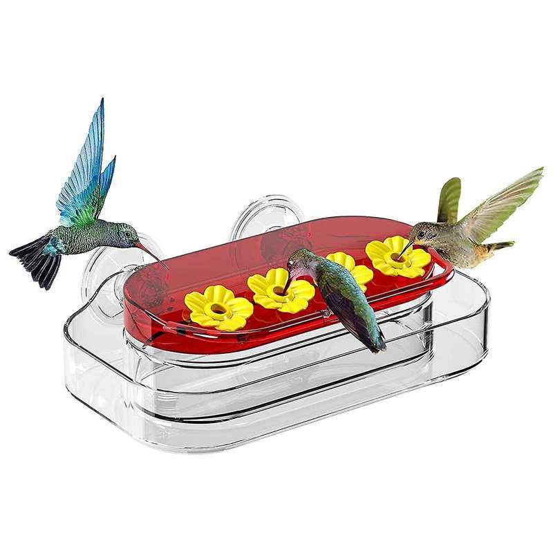 Window Bird Feeders, Strong Suction Cups , Humming with 4 Feeding Ports, 2pack