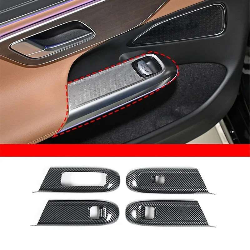 Window Glass Lift Switch Frame Cover Tirm for E Class W214 2024 Interior Accessories Carbon Fiber