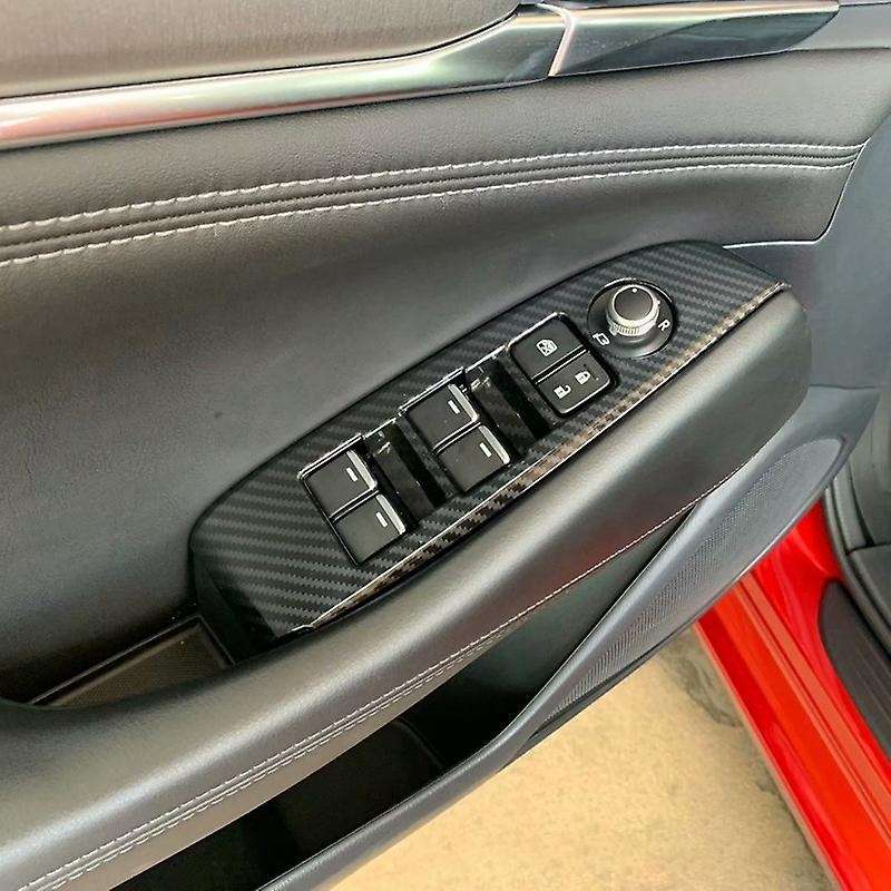 Window Lift Switch Button Cover Trims Door Armrest Panel Frame for 6 Atenza 2019 2020 Carbon Fiber