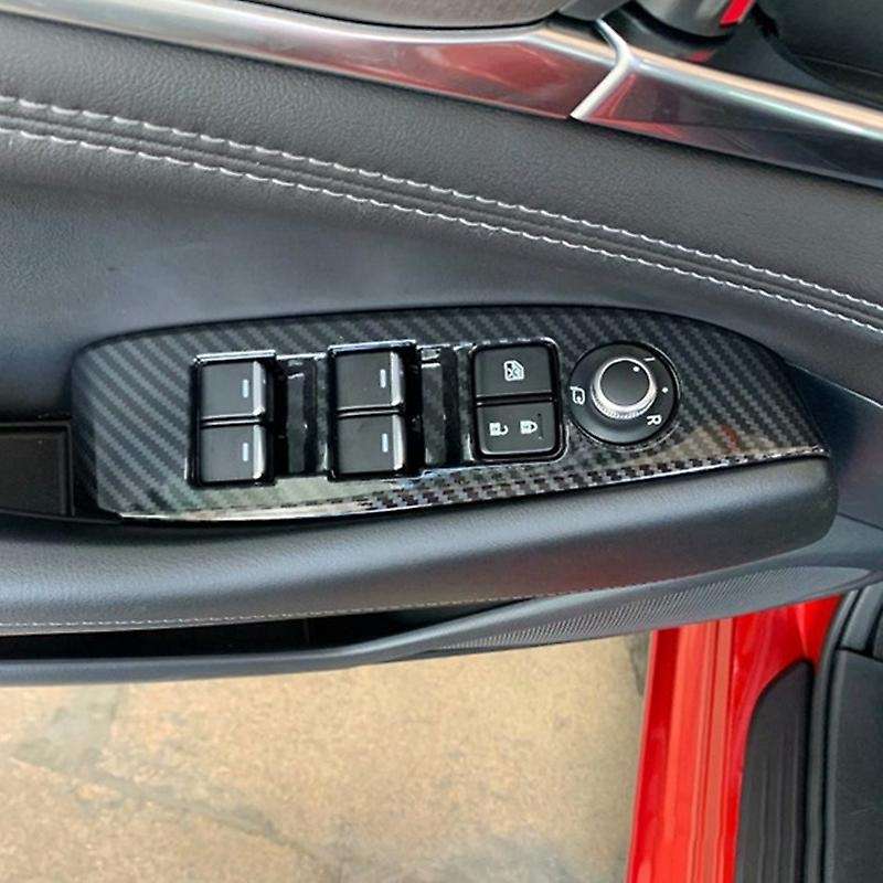 Window Lift Switch Button Cover Trims Door Armrest Panel Frame for 6 Atenza 2019 2020 Carbon Fiber