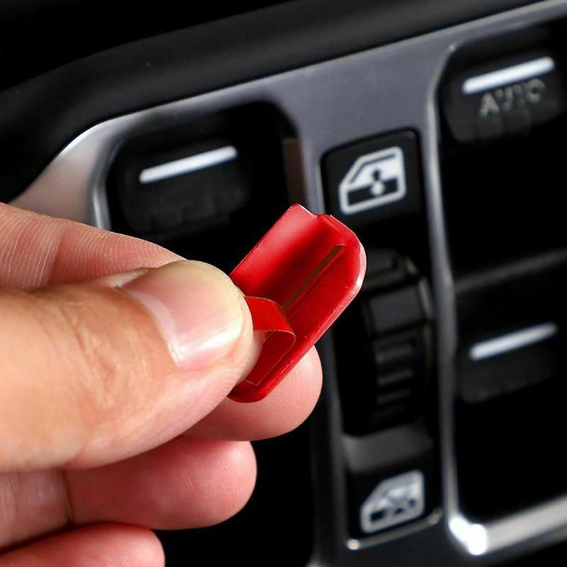 Window Lift Switch Adjust Button Cover Trim ABS Interior Accessories for JL JT 2018-2021 (Red)