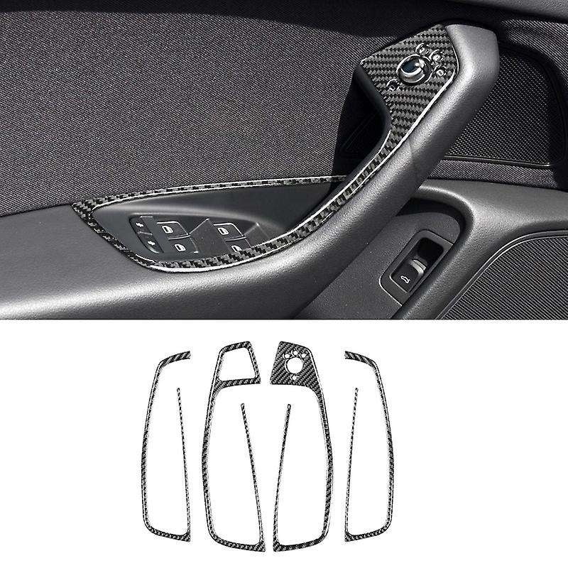 Window Lift Switch Button Cover Sticker Trim Carbon Fiber for A6 2012 2013 2014 2015 2016 2017 2018