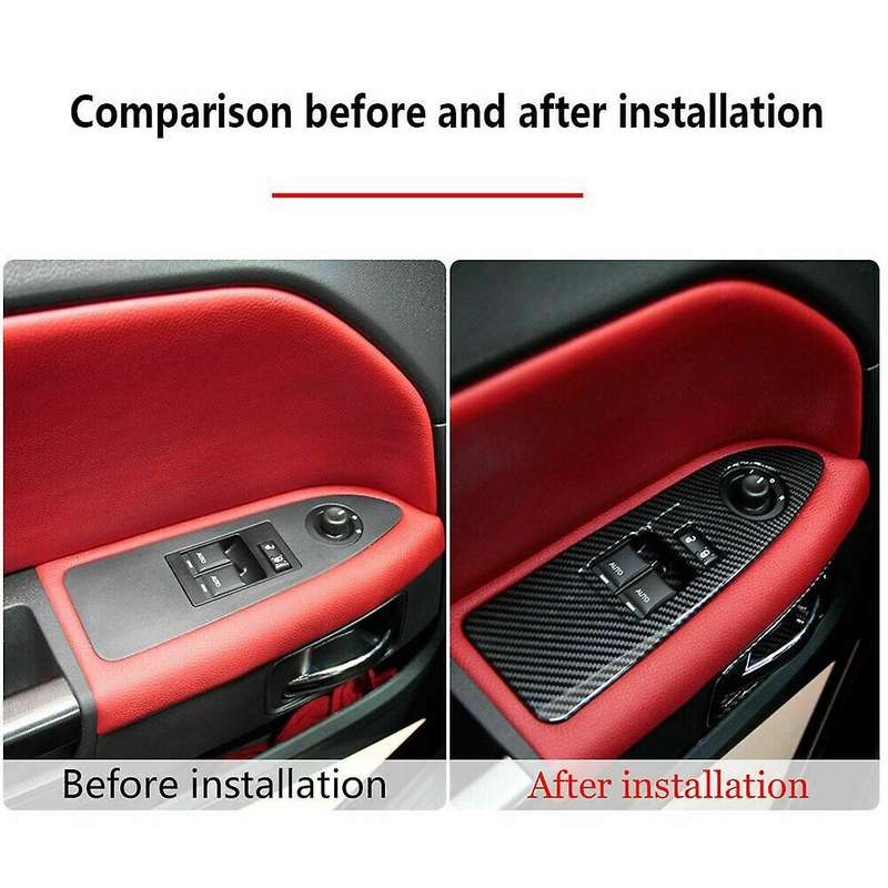 Window Lift Switch Panel Cover Trim ABS Interior Accessories for 2009-2014 (Carbon Fiber)