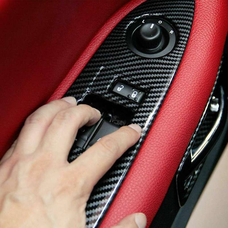 Window Lift Switch Panel Cover Trim ABS Interior Accessories for 2009-2014 (Carbon Fiber)