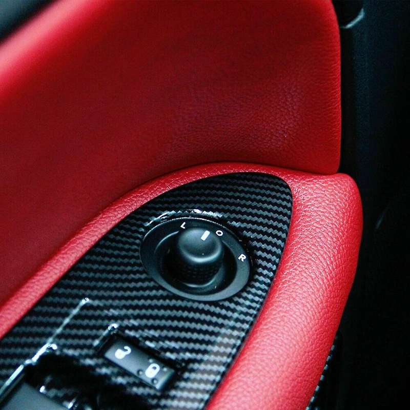 Window Lift Switch Panel Cover Trim ABS Interior Accessories for 2009-2014 (Carbon Fiber)