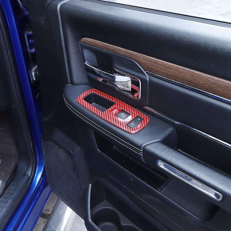 Window Lift Switch Trim ABS Interior Accessories for Charger Durango 2011-2019 RAM 2010-2017 Red Car