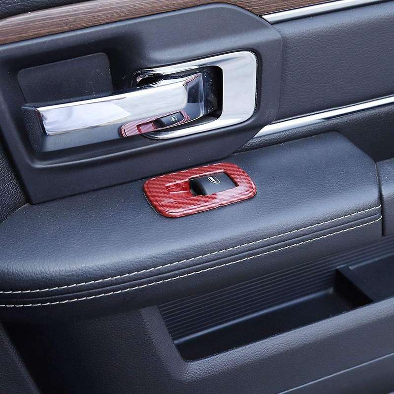Window Lift Switch Trim ABS Interior Accessories for Charger Durango 2011-2019 RAM 2010-2017 Red Car