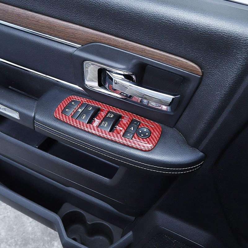 Window Lift Switch Trim ABS Interior Accessories for Charger Durango 2011-2019 RAM 2010-2017 Red Car