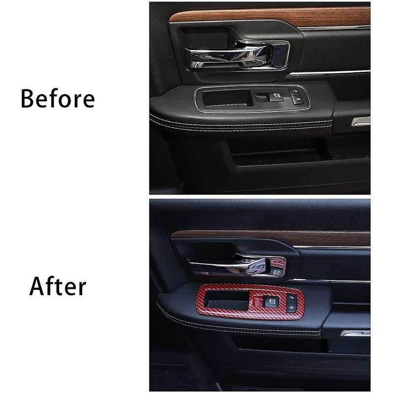 Window Lift Switch Trim ABS Interior Accessories for Charger Durango 2011-2019 RAM 2010-2017 Red Car