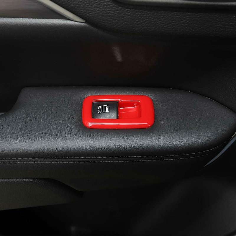 Window Lift Switch Panel Trim Decor Cover for Charger 2011-2020 Ram 1500 2010-2017 (Red)