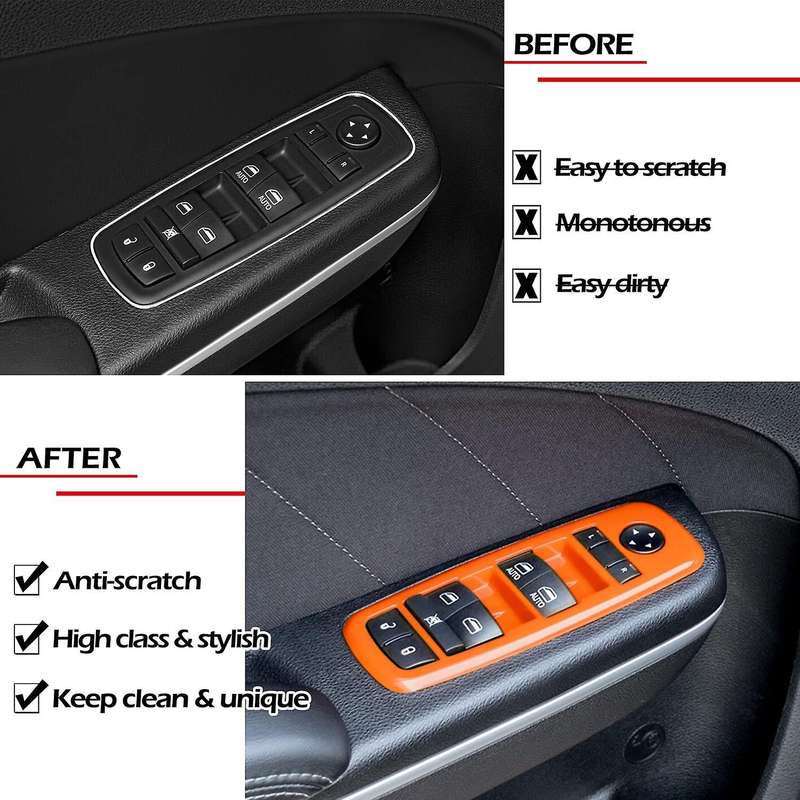 Window Lift Switch Trim Button Panel Cover Trims for 2011-2021 Charger Durango for 2010-2017 RAM (Or