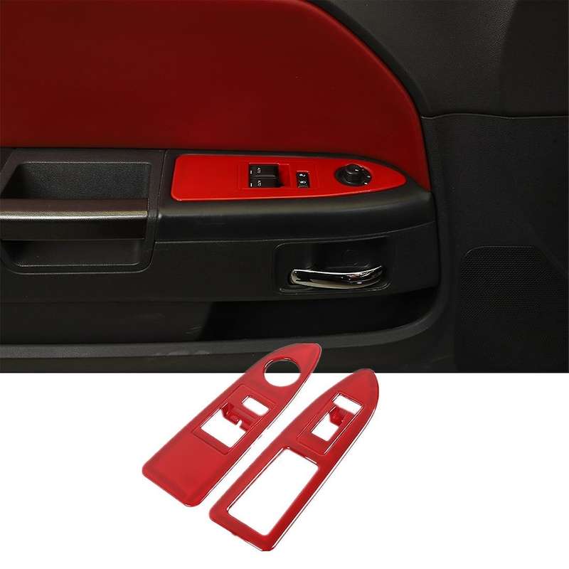 Window Lift Switch Panel Cover Trim ABS Interior Accessories for 2009-2014 (Red)