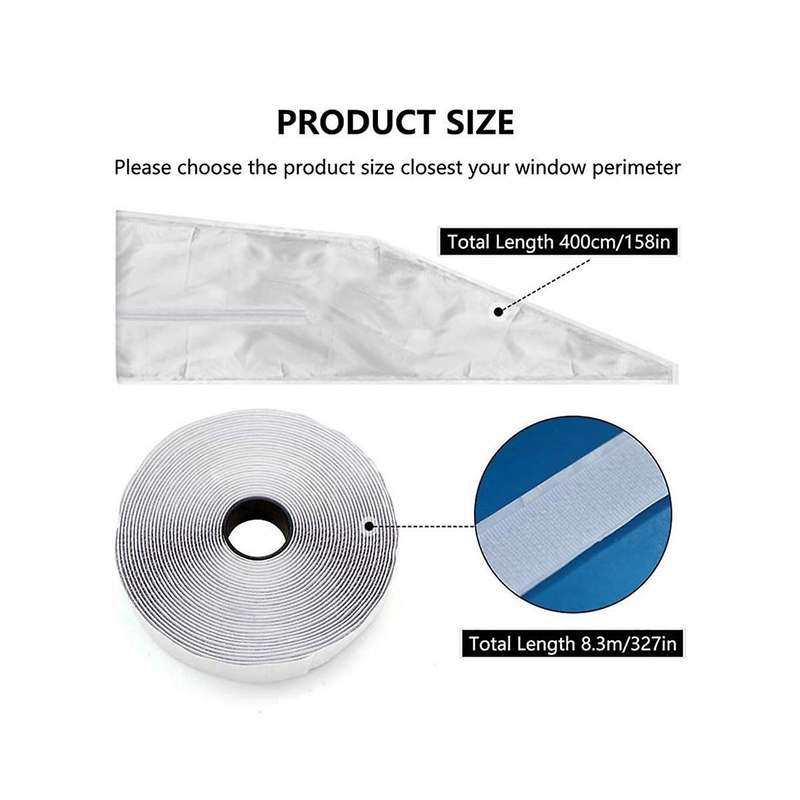 Window Seal for Portable Air Conditioner, 400cm Flexible Cloth Sealing Panel Window Seal with Zipper