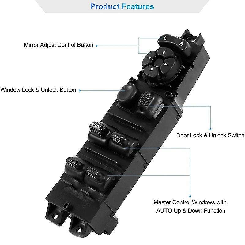 Window Switch and Bezel, Driver Passenger Window Switch Bezel for 2002-2010 Ram 1500/2500/3500, Blac