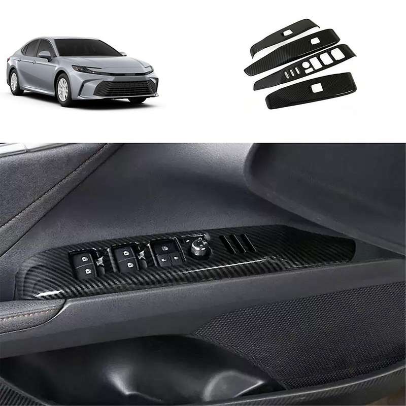 Window Switch Panel Cover Trim with Seat Memory Button for 2024 2025 Accessories Carbon Fiber LHD