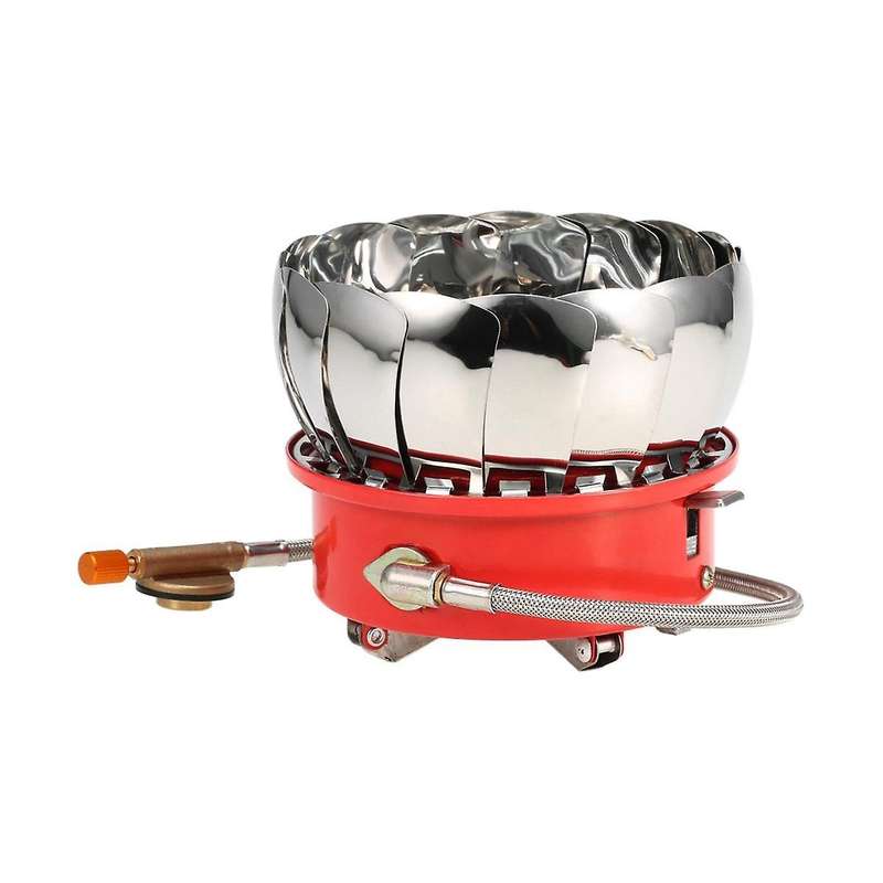 Windproof Piezo Ignition Lotus Gas Stove Outdoor Cooking Gas Burner Cookware with Adapter for Campin