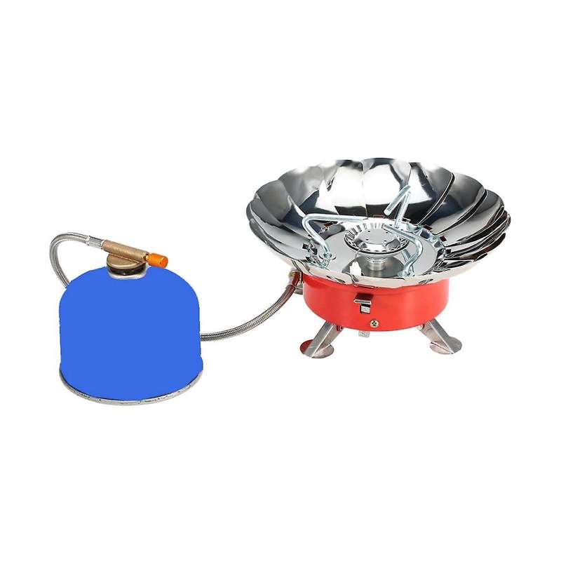 Windproof Piezo Ignition Lotus Gas Stove Outdoor Cooking Gas Burner Cookware with Adapter for Campin
