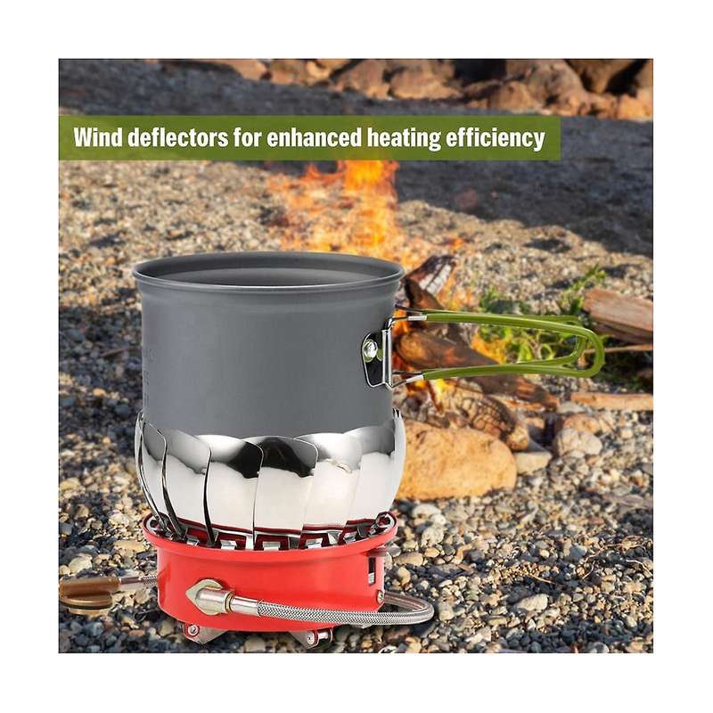 Windproof Piezo Ignition Lotus Gas Stove Outdoor Cooking Gas Burner Cookware with Adapter for Campin