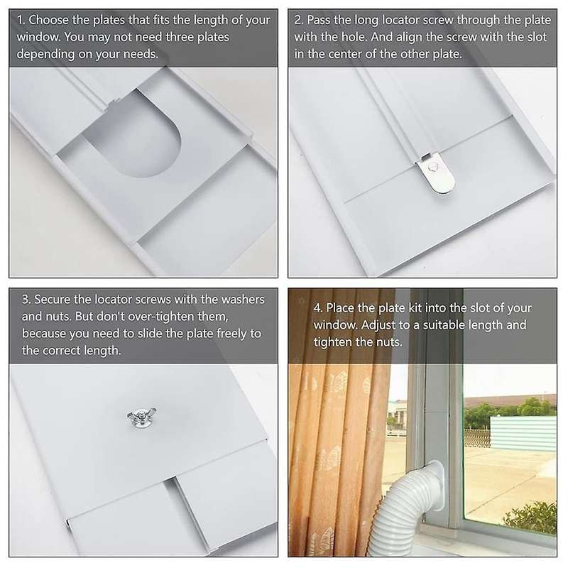 Window Vent Kit for Air Conditioners, Adjustable Length Window Seal Plates for 5 Inch Exhaust Hose
