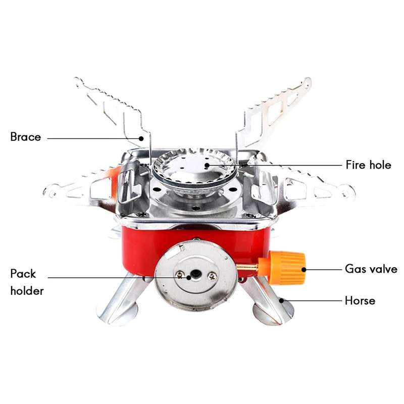 Windproof Burner Camping Gas Stove Foldable Stove Burners Outdoor Mini Portable Square Stove for Bac