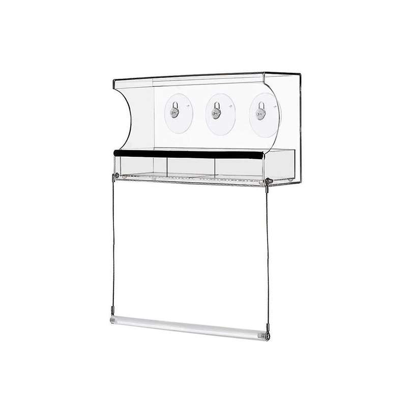 Window Weatherproof Outdoor Suction Cup Hanger Window with 3 Section Tray and Roof Cover
